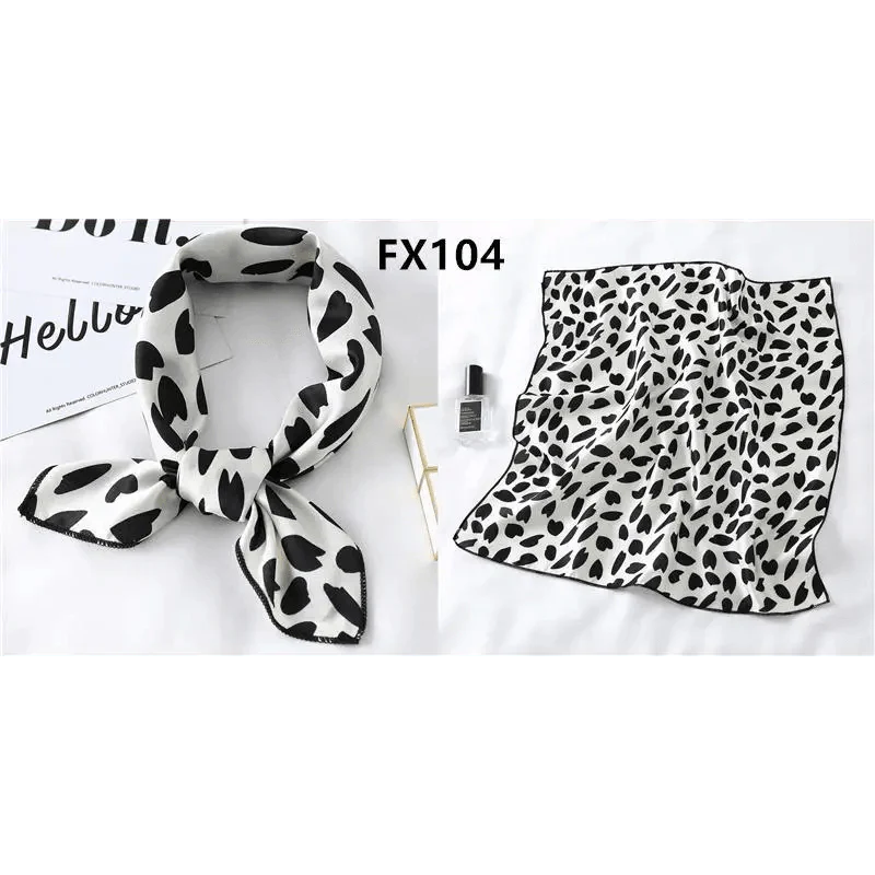 Foulard carré en soie polyvalent pour femme, écharpe de cou imprimée à la mode, foulard, bandeau pour cheveux, bandeau pour femme, bandana, châle