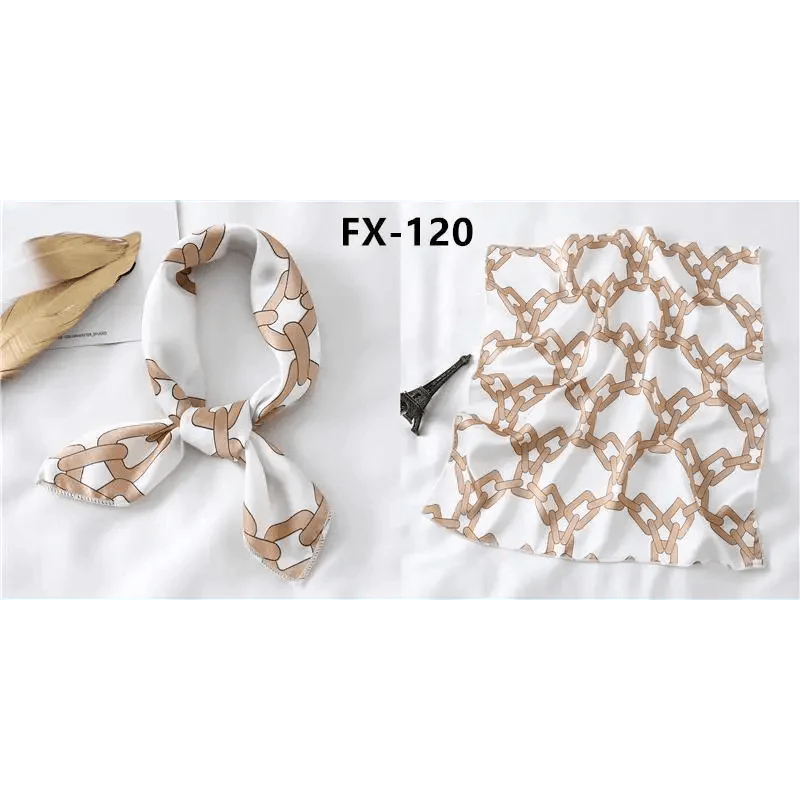 Foulard carré en soie polyvalent pour femme, écharpe de cou imprimée à la mode, foulard, bandeau pour cheveux, bandeau pour femme, bandana, châle