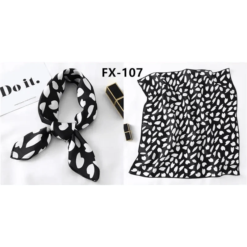 Foulard carré en soie polyvalent pour femme, écharpe de cou imprimée à la mode, foulard, bandeau pour cheveux, bandeau pour femme, bandana, châle