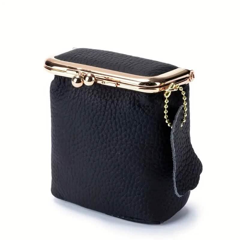 Mini sac à main organisateur en cuir véritable vintage avec fermoir tourniquet sécurisé