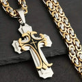 Collier à pendentif croix plat fait main d'inspiration vintage pour homme