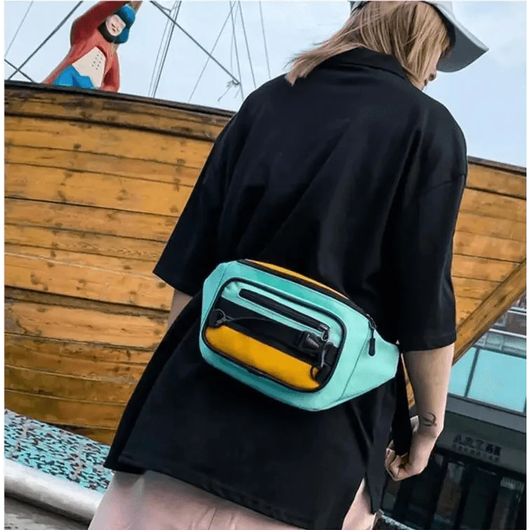 Sac banane vintage léger unisexe 3 fermetures éclair Sacs de taille en toile réglable Sac banane de fête