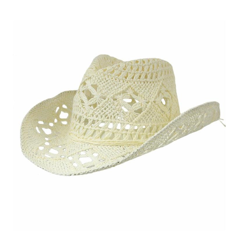 Chapeau de cowboy vintage en paille fait à la main Chapeau de paille de plage Chapeau de soleil d'été pour hommes et femmes à large bord Chapeau de fête élégant Protection solaire Chapeaux unisexes Chapeau respirant