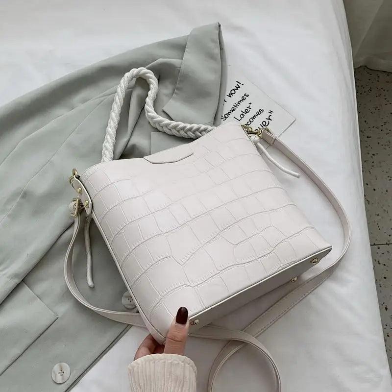 Sac à main seau pour femmes de style vintage, sac à bandoulière à motif de pierre, pour dames, sac féminin en bandoulière