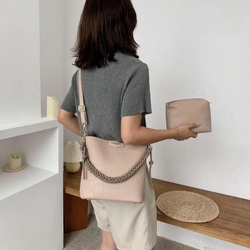 Sac à main seau pour femmes de style vintage, sac à bandoulière à motif de pierre, pour dames, sac féminin en bandoulière