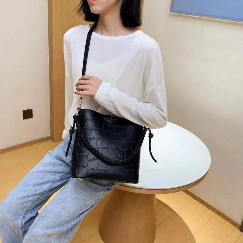 Sac à main seau pour femmes de style vintage, sac à bandoulière à motif de pierre, pour dames, sac féminin en bandoulière