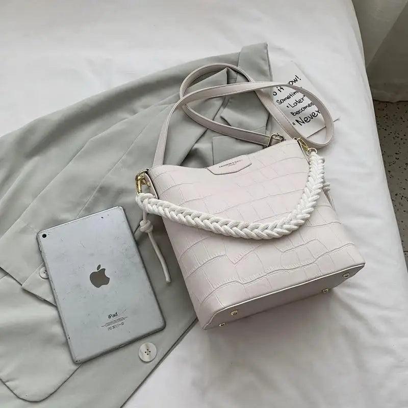 Sac à main seau pour femmes de style vintage, sac à bandoulière à motif de pierre, pour dames, sac féminin en bandoulière