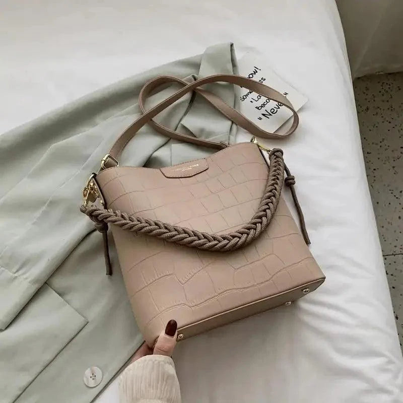 Sac à main seau pour femmes de style vintage, sac à bandoulière à motif de pierre, pour dames, sac féminin en bandoulière