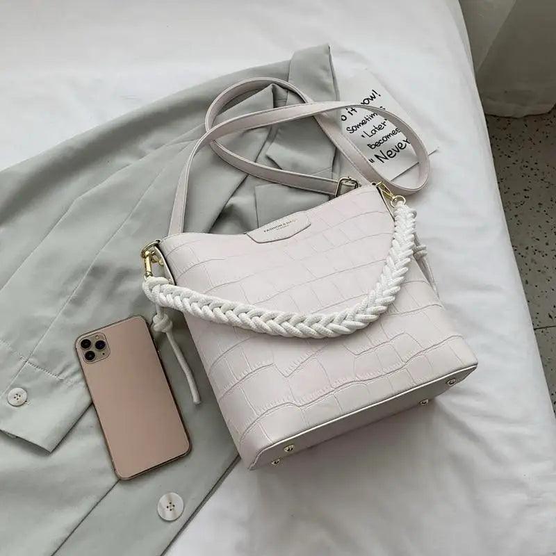 Sac à main seau pour femmes de style vintage, sac à bandoulière à motif de pierre, pour dames, sac féminin en bandoulière