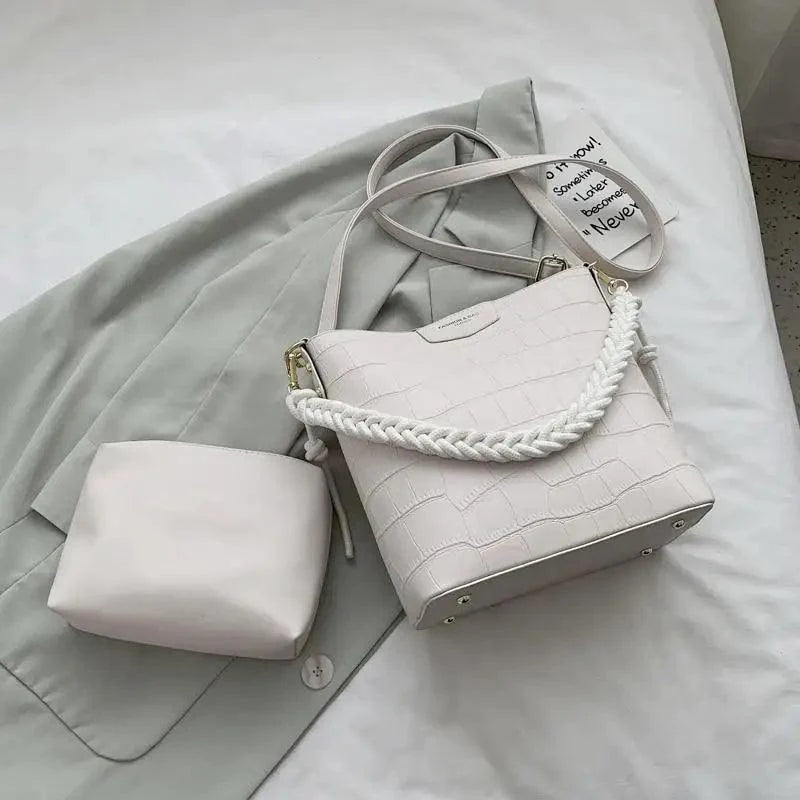 Sac à main seau pour femmes de style vintage, sac à bandoulière à motif de pierre, pour dames, sac féminin en bandoulière