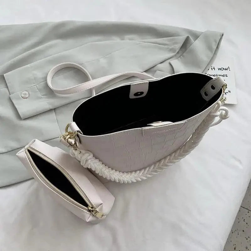 Sac à main seau pour femmes de style vintage, sac à bandoulière à motif de pierre, pour dames, sac féminin en bandoulière