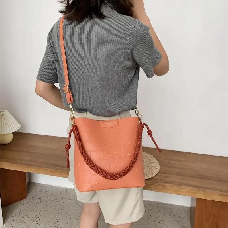Sac à main seau pour femmes de style vintage, sac à bandoulière à motif de pierre, pour dames, sac féminin en bandoulière