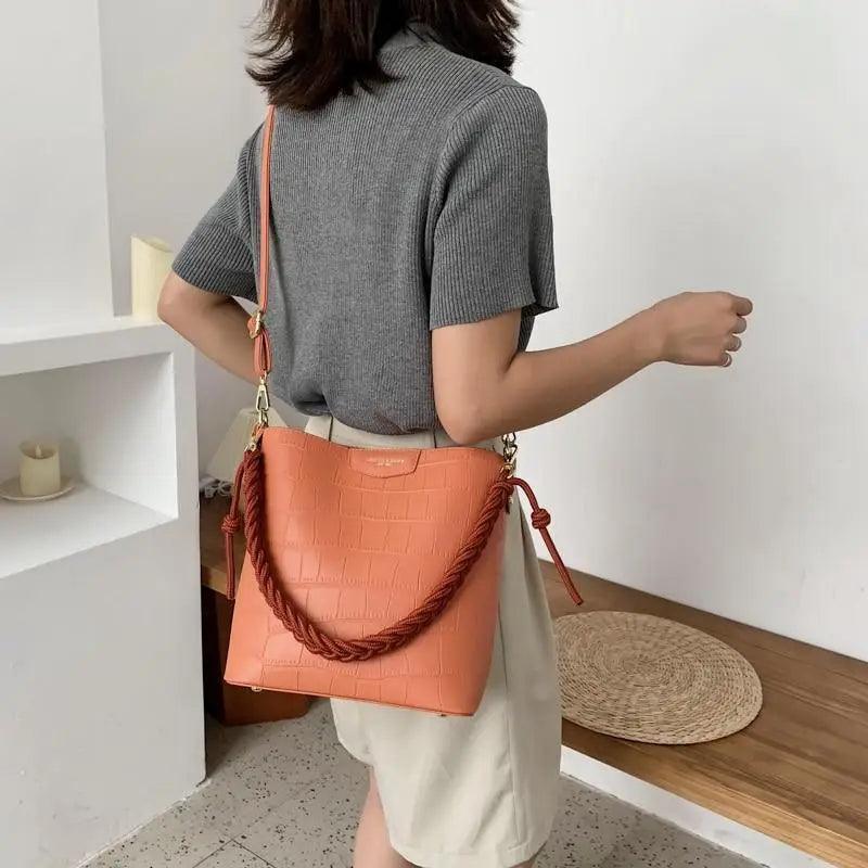 Sac à main seau pour femmes de style vintage, sac à bandoulière à motif de pierre, pour dames, sac féminin en bandoulière