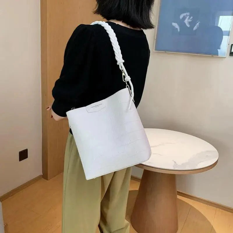 Sac à main seau pour femmes de style vintage, sac à bandoulière à motif de pierre, pour dames, sac féminin en bandoulière