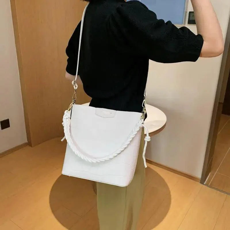 Sac à main seau pour femmes de style vintage, sac à bandoulière à motif de pierre, pour dames, sac féminin en bandoulière