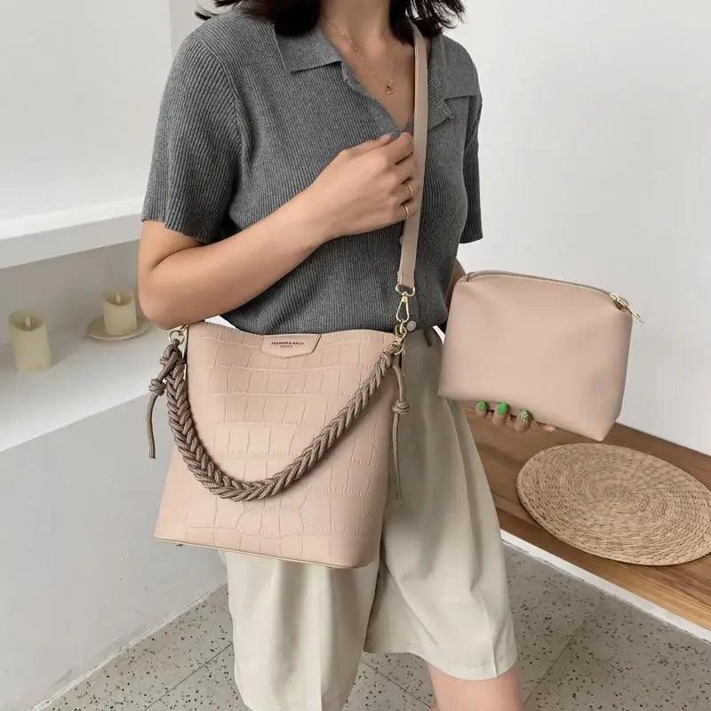 Sac à main seau pour femmes de style vintage, sac à bandoulière à motif de pierre, pour dames, sac féminin en bandoulière