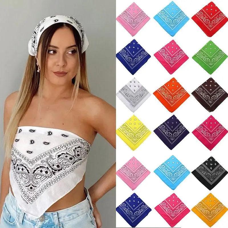Bandes de cheveux bandana imprimé style vintage pour filles et femmes, bandeau, écharpe carrée, masque facial, turban croisé, bandanas, couvre-chef