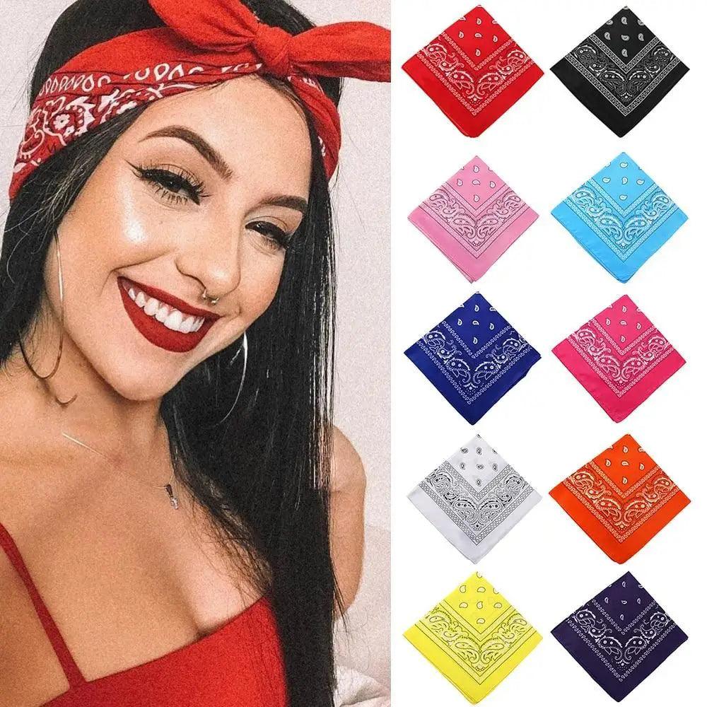 Bandes de cheveux bandana imprimé style vintage pour filles et femmes, bandeau, écharpe carrée, masque facial, turban croisé, bandanas, couvre-chef