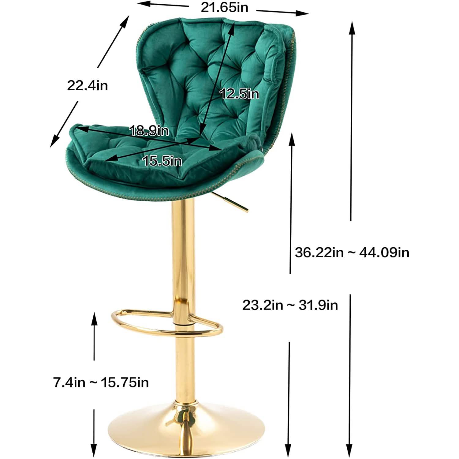 Tabourets de bar pivotants en velours vintage