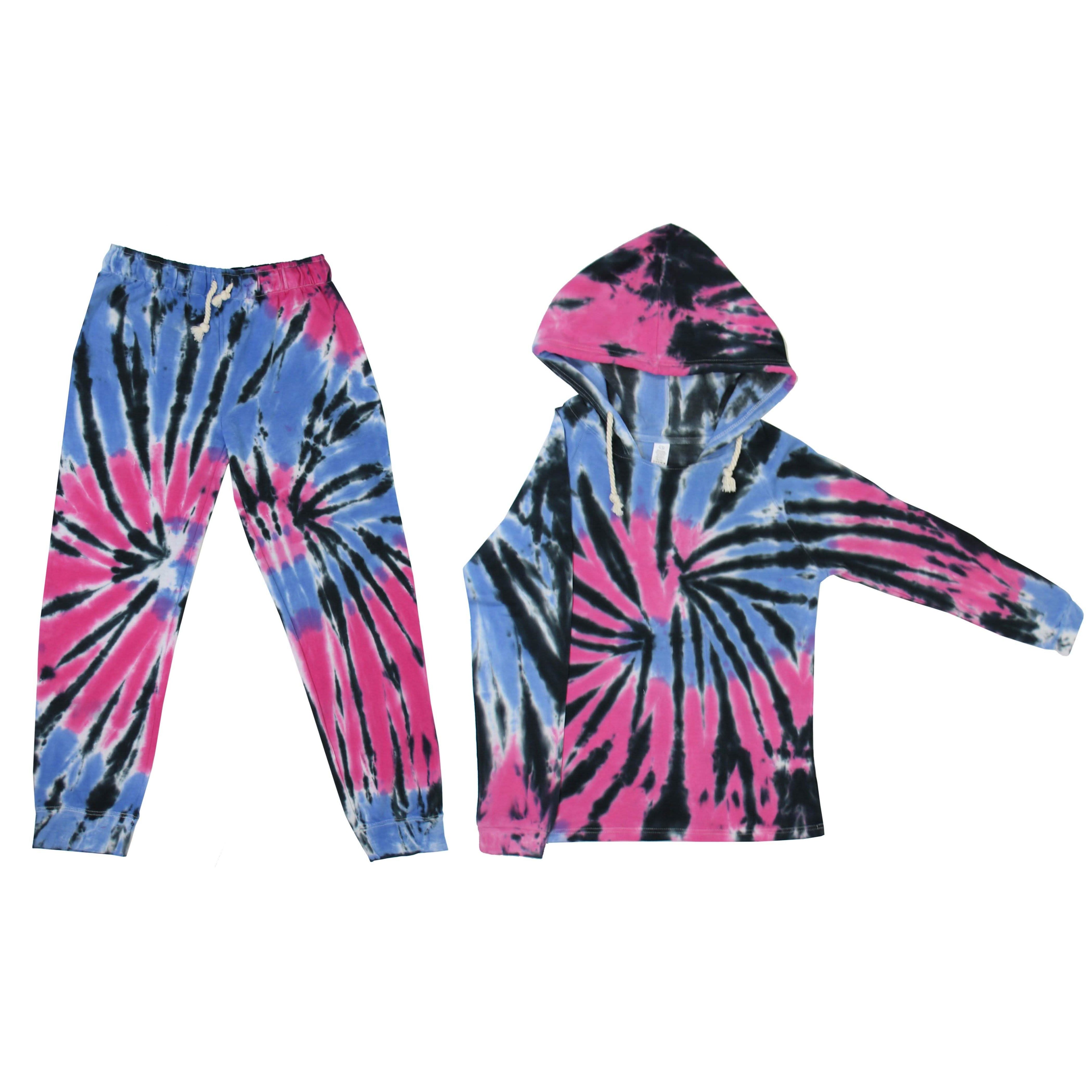 Ensembles Vintage de Sweat à Capuche et Pantalon de Jogging Tie-Dye