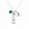 Collier Violon Personnalisé – Argent Sterling avec Pierre de Naissance et Breloque Initiale