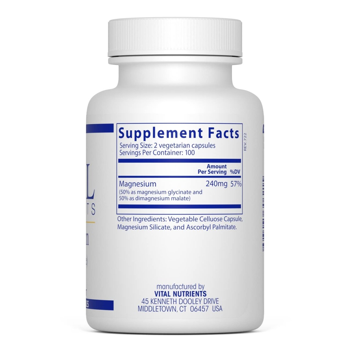 Vital Nutrients Glycinate/Malate de Magnésium 200 gélules végétales