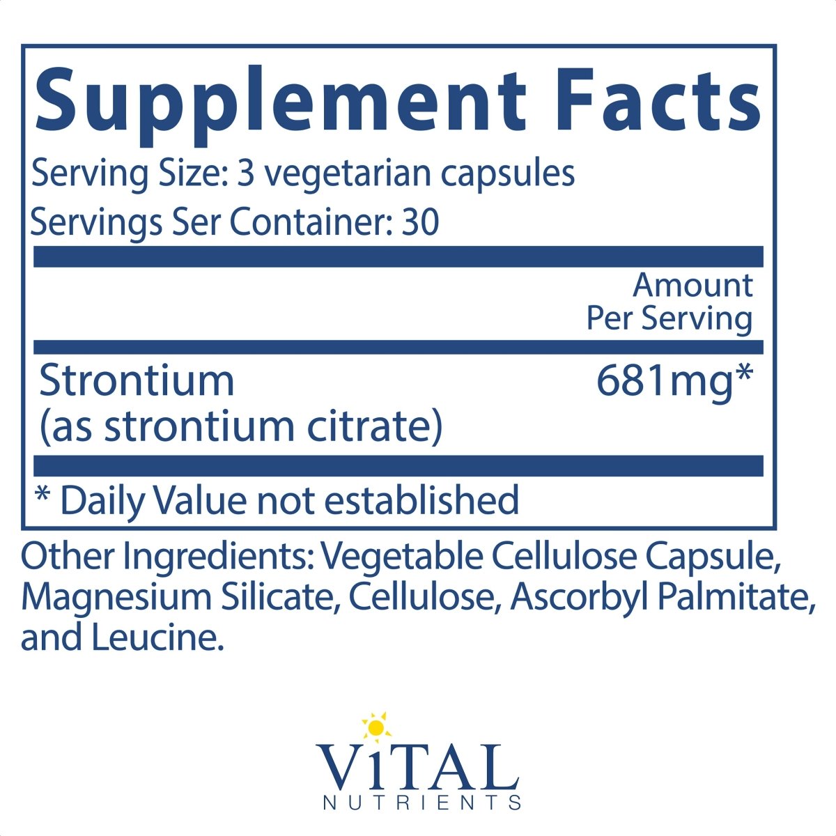 Vital Nutrients Citrate de Strontium 227 mg 90 Vcaps