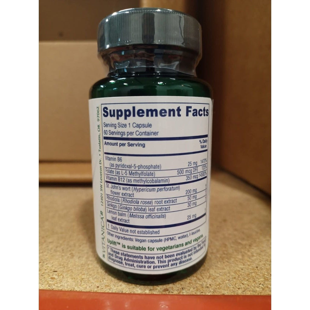 Vitanica Uplift, Soutien de l'humeur et émotionnel, Vegan/Végétarien, 60 gélules