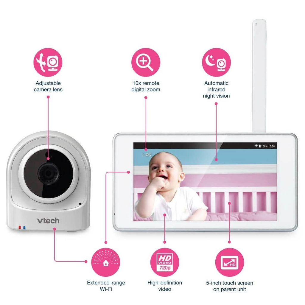 VTech VM981 Écoute-bébé vidéo HD sans fil extensible Safe & Sound