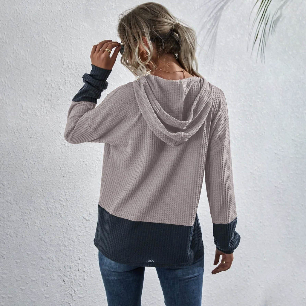 Sweat à capuche à cordon bicolore gaufré