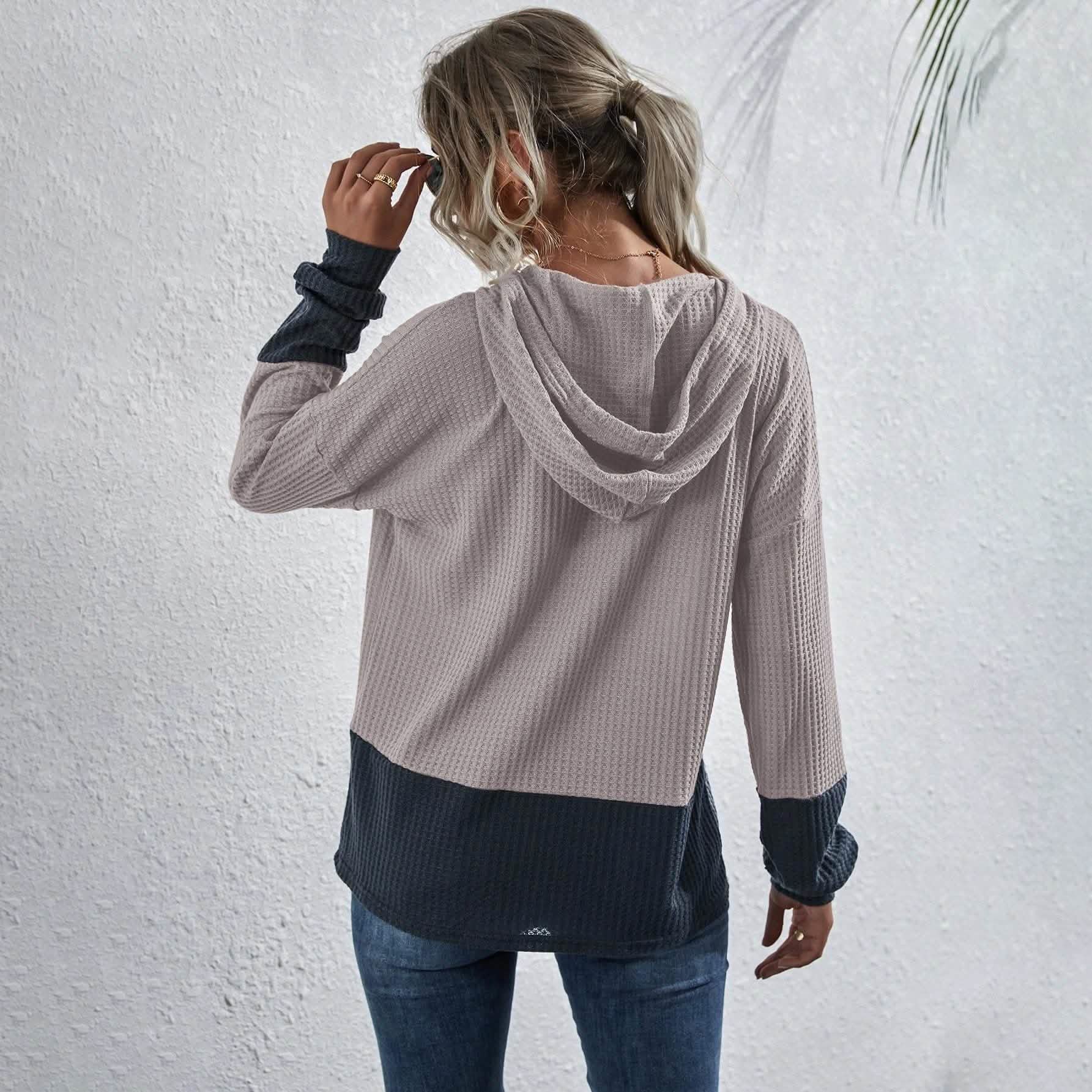 Sweat à capuche à cordon bicolore gaufré