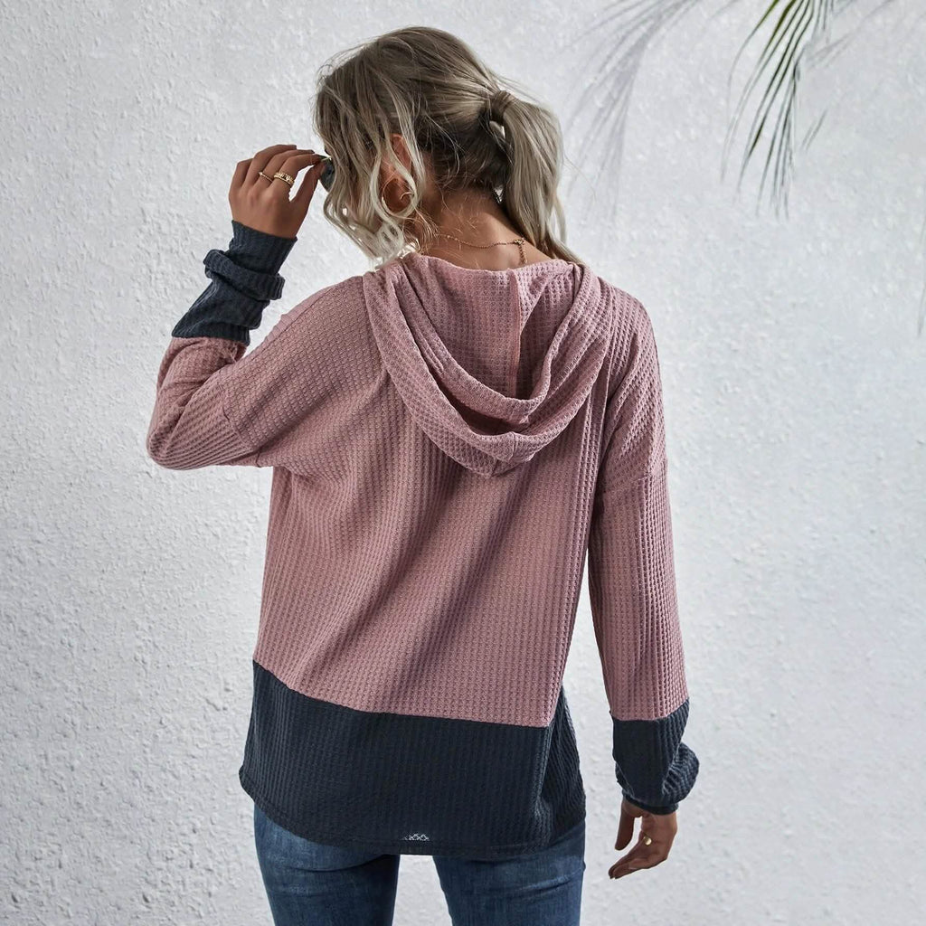 Sweat à capuche à cordon bicolore gaufré