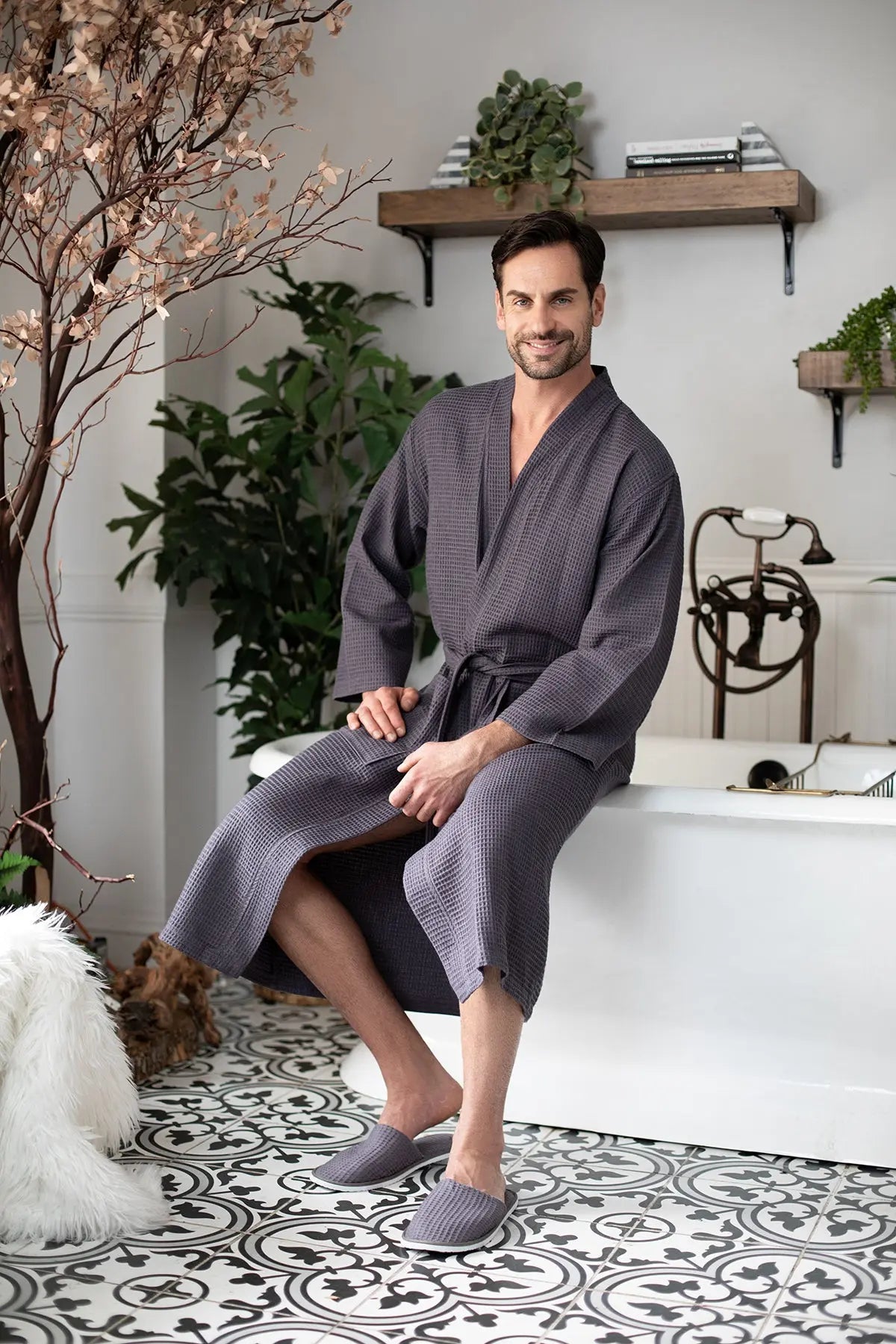Peignoir gaufré pour homme - Absorbant, Léger