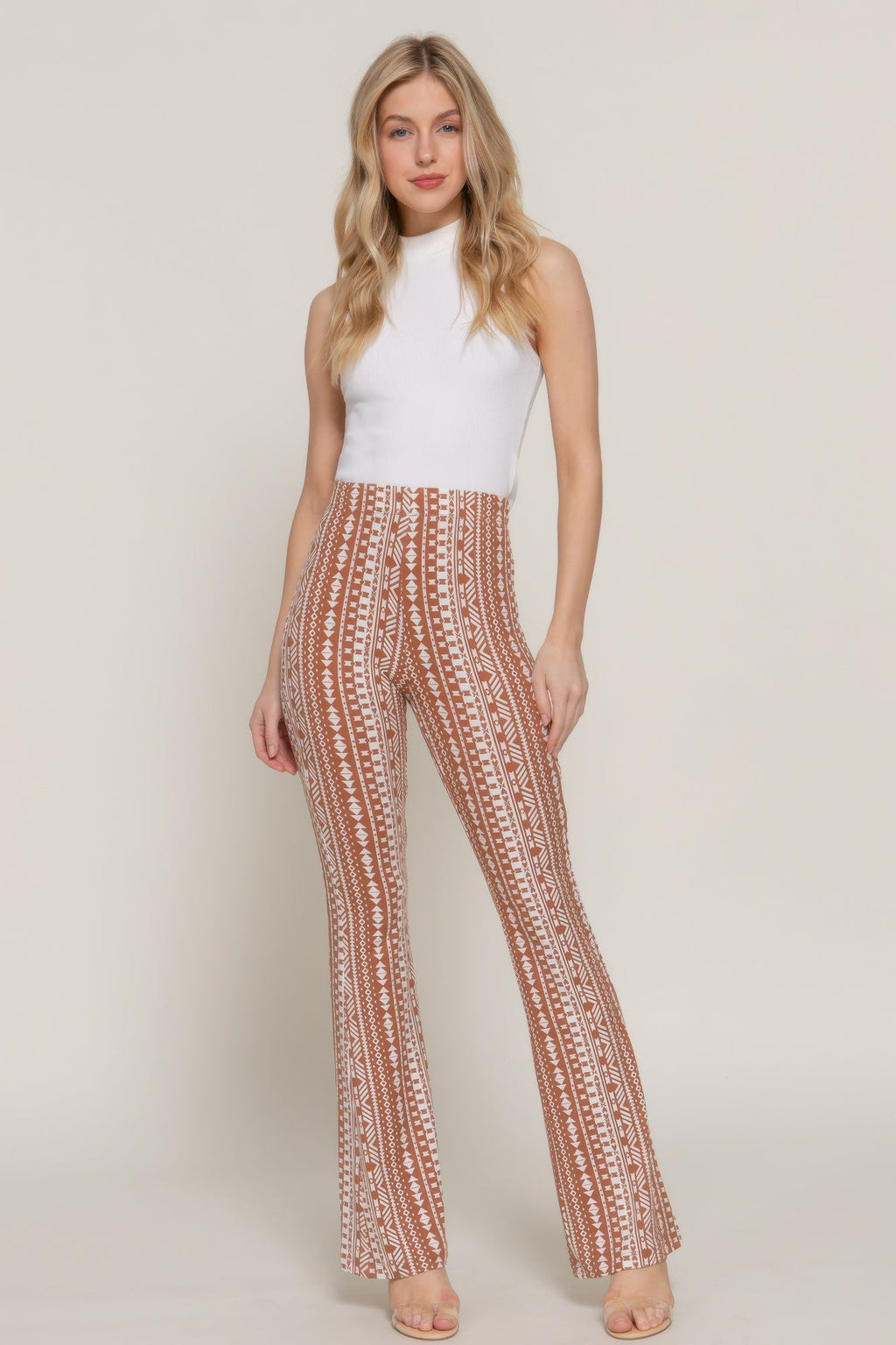 Pantalon fuselé moulant imprimé avec taille élastiquée