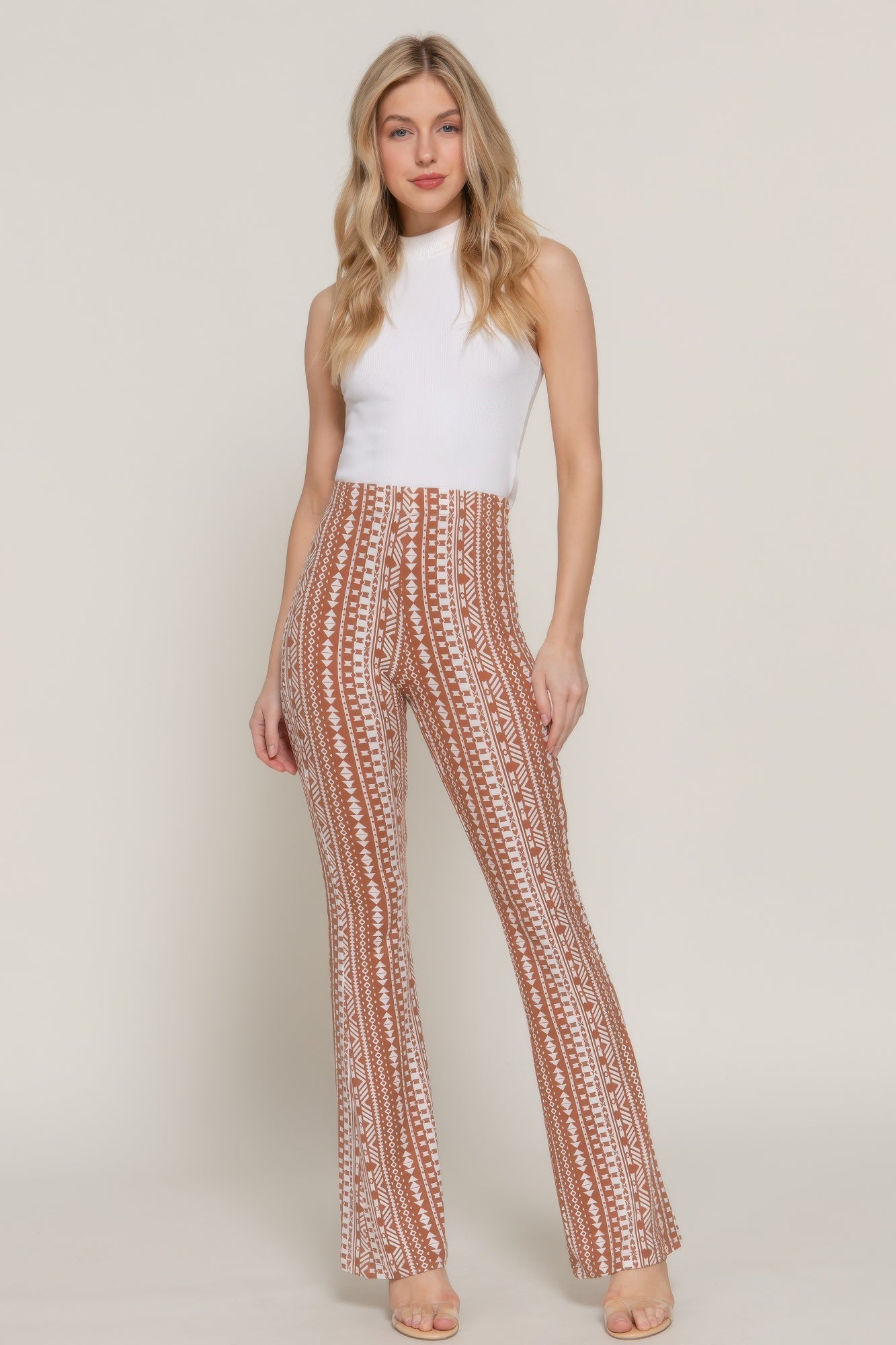 Pantalon fuselé moulant imprimé avec taille élastiquée