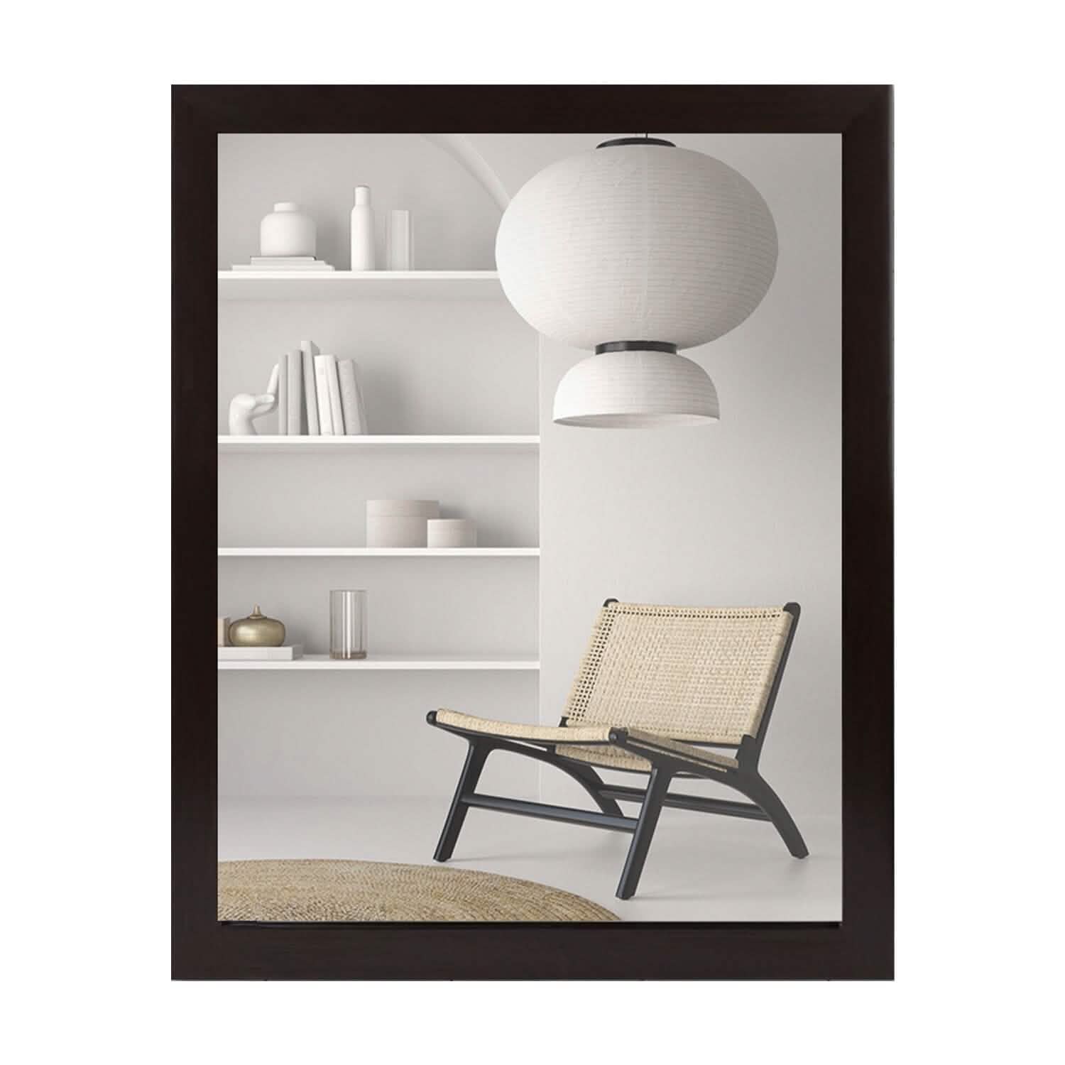 Miroir mural cadre effet bois rectangulaire miroir suspendu moderne