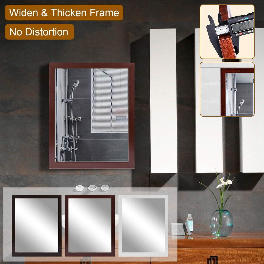 Miroir mural cadre effet bois rectangulaire miroir suspendu moderne