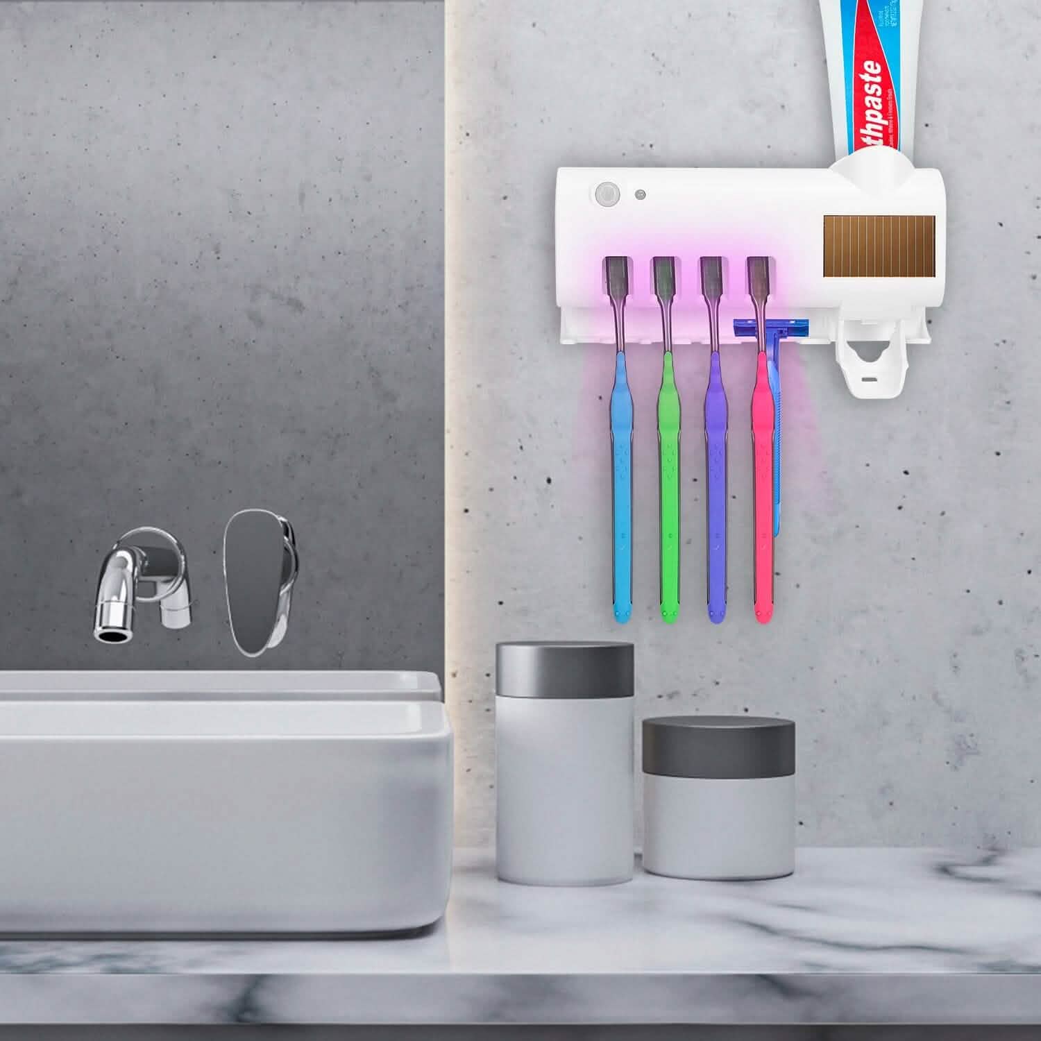 Support de Stérilisation UV Mural pour Brosses à Dents à Induction Infrarouge
