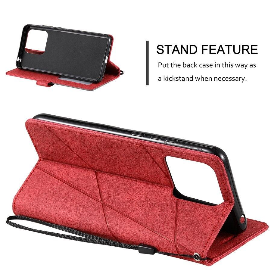 Étui portefeuille en cuir à rabat pour Xiaomi Redmi 10 10A 10C 9 9A 9C 9T Note 11S 11 Pro 10S 10 Pro 9 Pro 8T 7 Poco X4 GT M4 Pro F4 11T Étui portefeuille à rabat avec fermeture magnétique, fentes pour cartes et dragonne, étui de protection