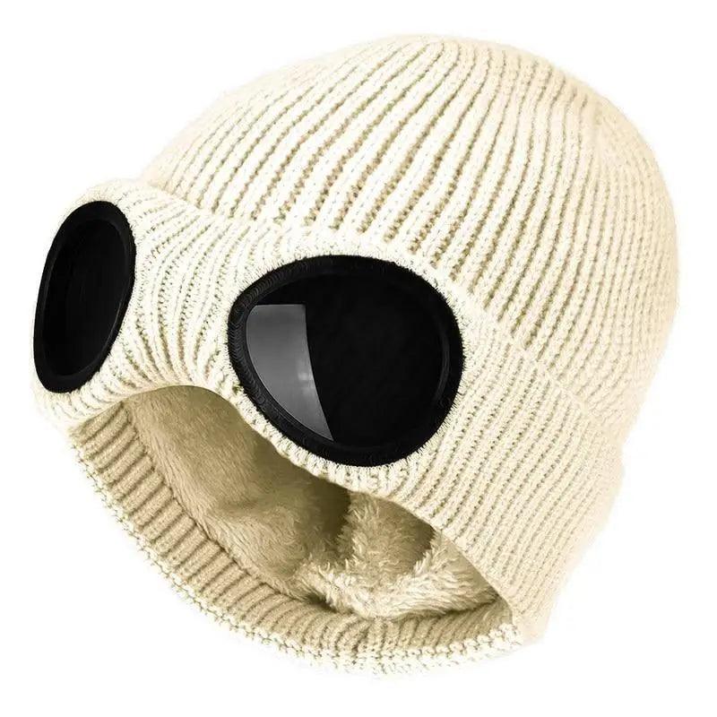 Bonnet en laine tricotée unisexe chaud classique avec lunettes, confortable, élégant, pour l'hiver, casquette de sport d'extérieur pour hommes et femmes, nouvelle mode, casquettes multifonctions