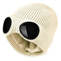Bonnet en laine tricotée unisexe chaud classique avec lunettes, confortable, élégant, pour l'hiver, casquette de sport d'extérieur pour hommes et femmes, nouvelle mode, casquettes multifonctions
