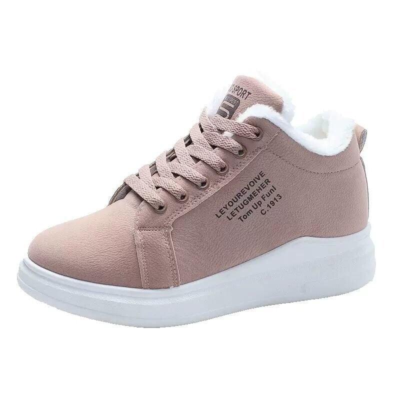 Chaussures d'hiver chaudes et confortables pour femmes, en peluche, décontractées, à lacets, baskets tendance, bottes de neige pour femmes, bottines fourrées, antidérapantes, à la cheville, baskets d'hiver douces