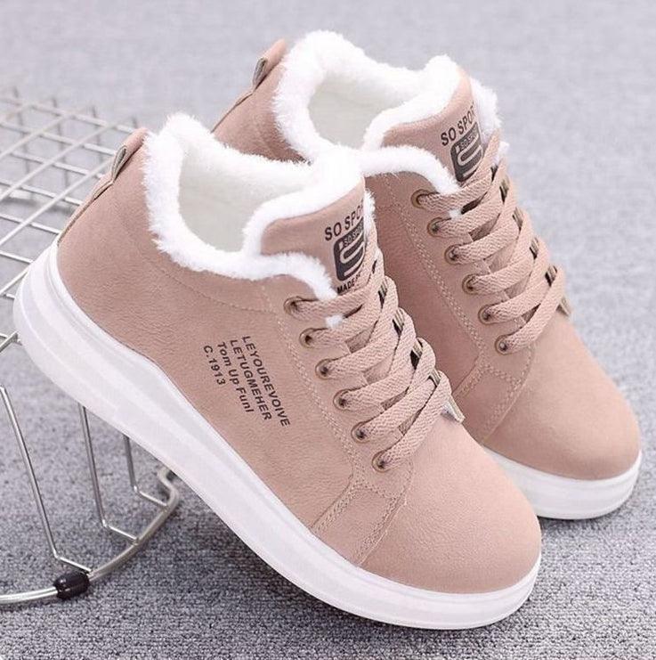 Chaussures d'hiver chaudes et confortables pour femmes, en peluche, décontractées, à lacets, baskets tendance, bottes de neige pour femmes, bottines fourrées, antidérapantes, à la cheville, baskets d'hiver douces