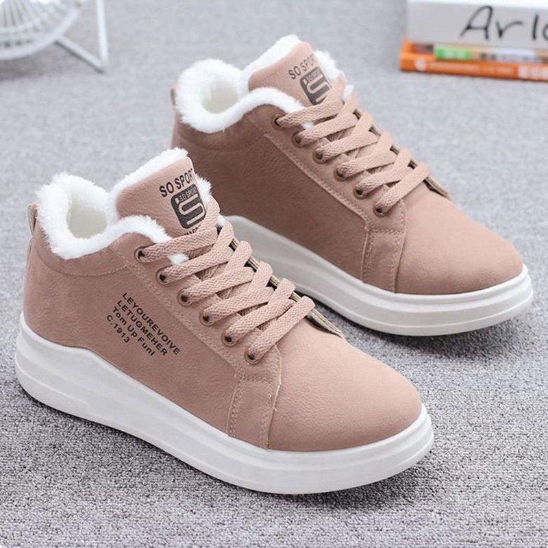 Chaussures d'hiver chaudes et confortables pour femmes, en peluche, décontractées, à lacets, baskets tendance, bottes de neige pour femmes, bottines fourrées, antidérapantes, à la cheville, baskets d'hiver douces