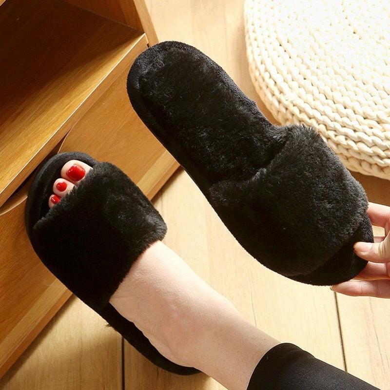Pantoufles douces et moelleuses pour femmes, en fausse fourrure, antidérapantes, confortables, avec mémoire de forme, pour la maison