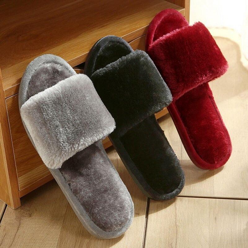 Pantoufles douces et moelleuses pour femmes, en fausse fourrure, antidérapantes, confortables, avec mémoire de forme, pour la maison