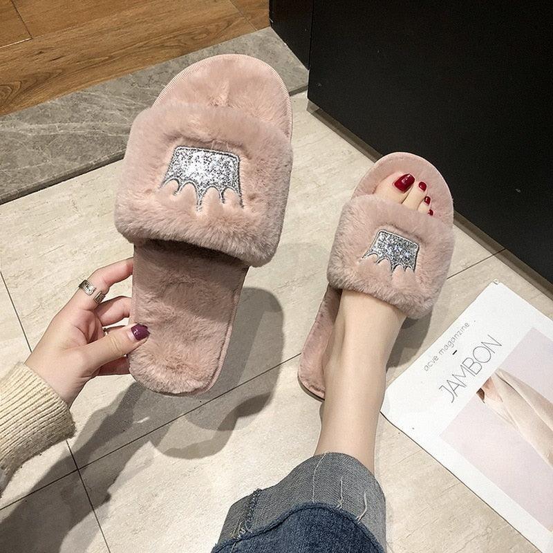 Pantoufles douces et moelleuses pour femmes, en fausse fourrure, antidérapantes, confortables, avec mémoire de forme, pour la maison