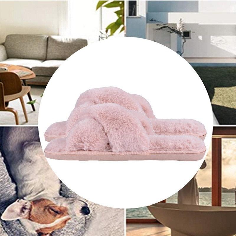 Pantoufles douces et moelleuses pour femmes, en fausse fourrure, antidérapantes, confortables, avec mémoire de forme, pour la maison