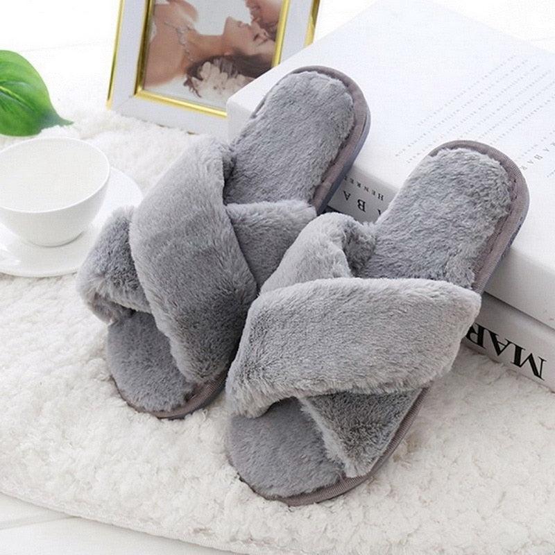 Pantoufles douces et moelleuses pour femmes, en fausse fourrure, antidérapantes, confortables, avec mémoire de forme, pour la maison