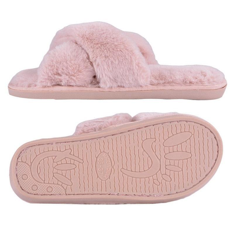 Pantoufles douces et moelleuses pour femmes, en fausse fourrure, antidérapantes, confortables, avec mémoire de forme, pour la maison